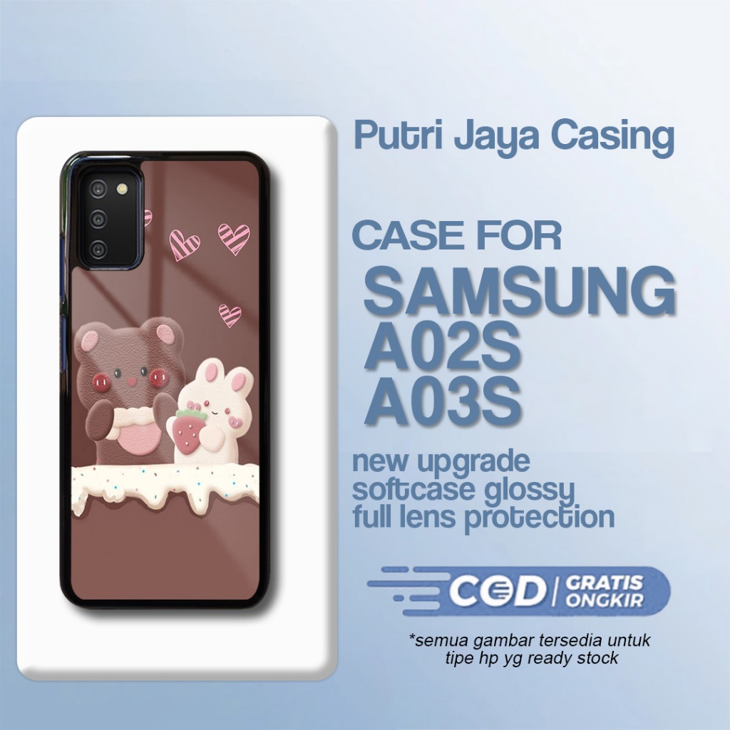 Case samsung a02s /a03s terbaru motif bear cute bear hardcase softcase premium glosys casing hp