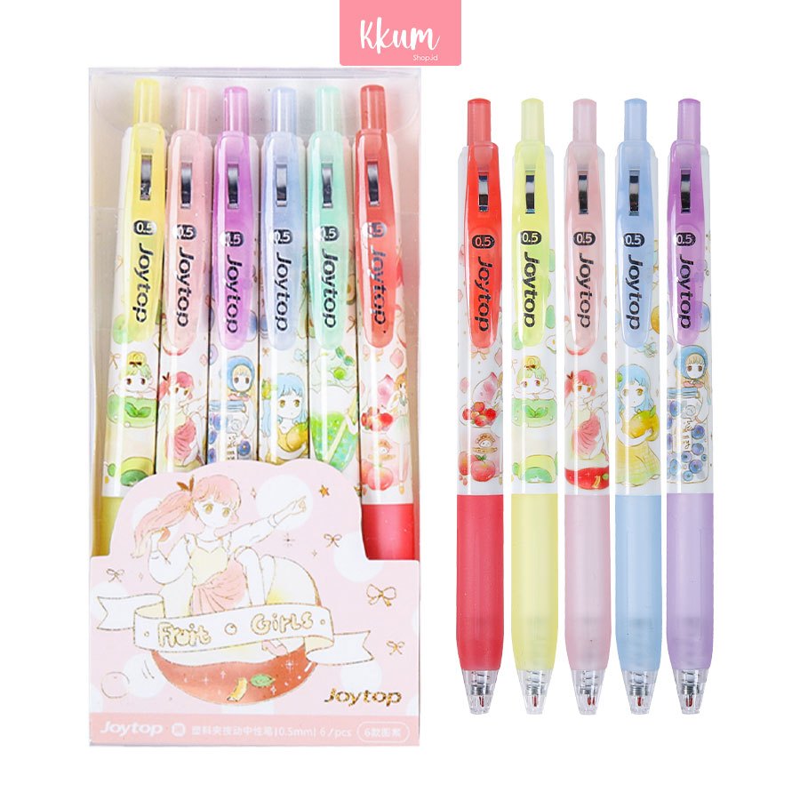 

Gel Pen Black Mekanik Set 6pcs/ Pulpen Kartun Lucu