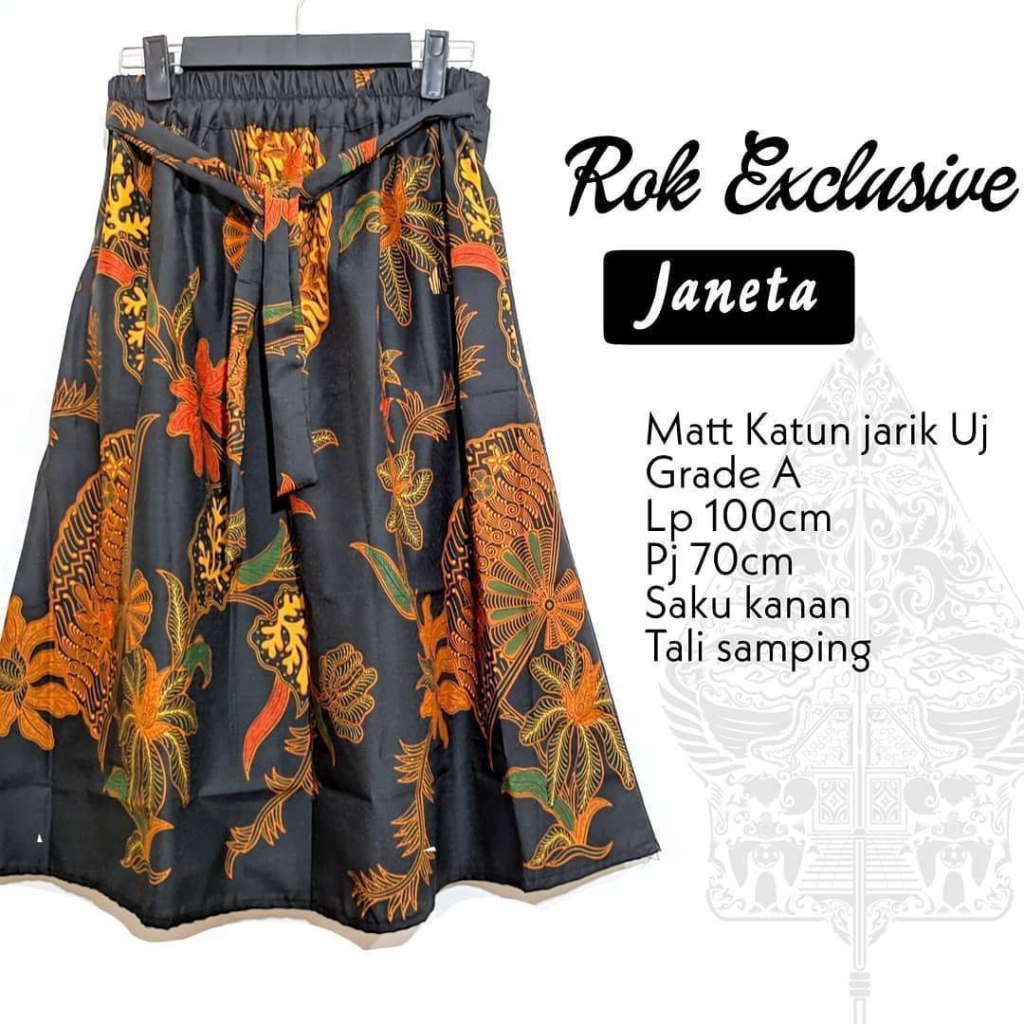 Fairyrozi Batik Bawahan Rok Wanita Janeta Midi Skirt Premium Allsize