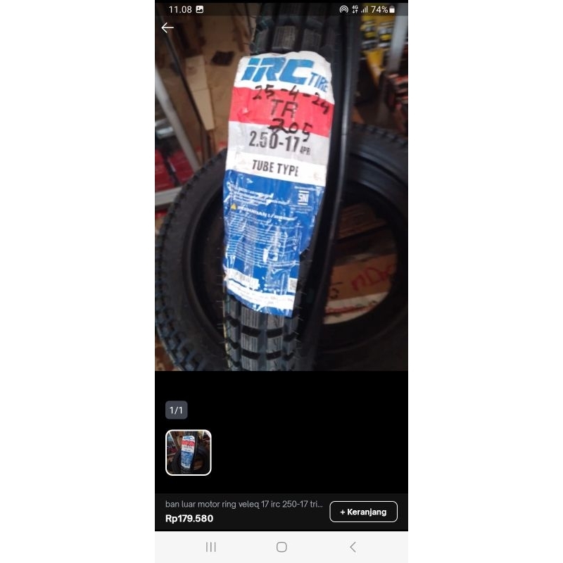 ban luar motor bebek irc trail 250-17 ring velq 17 depan