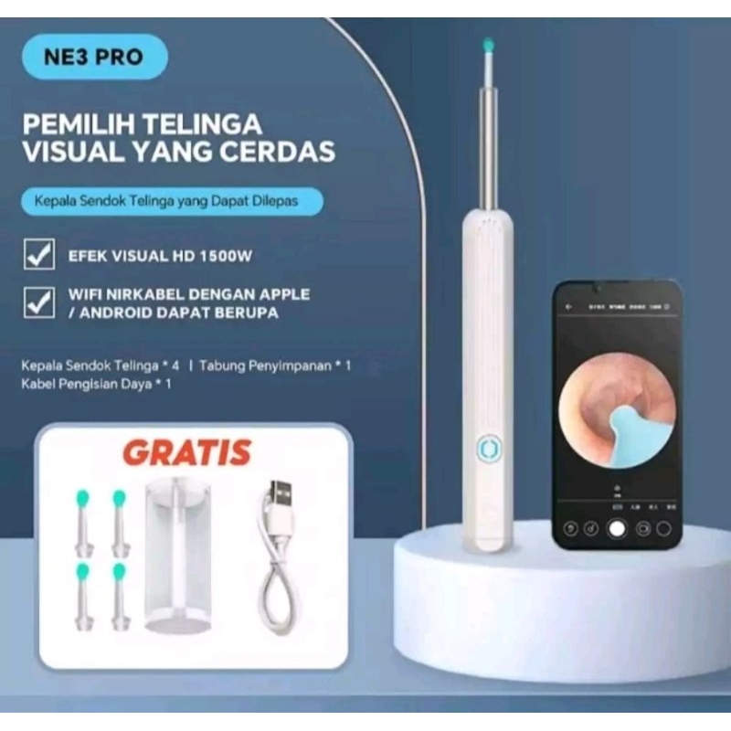 NEW 2024 Korek Kuping Camera Hp Terbaru Korek kuping Led Koneksi nirkabel WiFi sendok telinga kamera