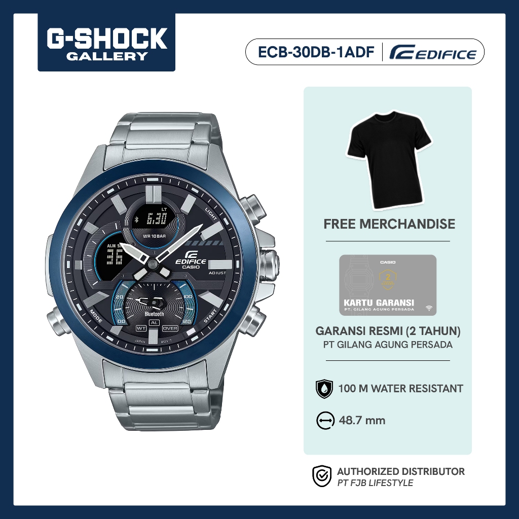 Jam Tangan Pria Casio Edifice ECB-30DB-1ADF Original Analog Digital