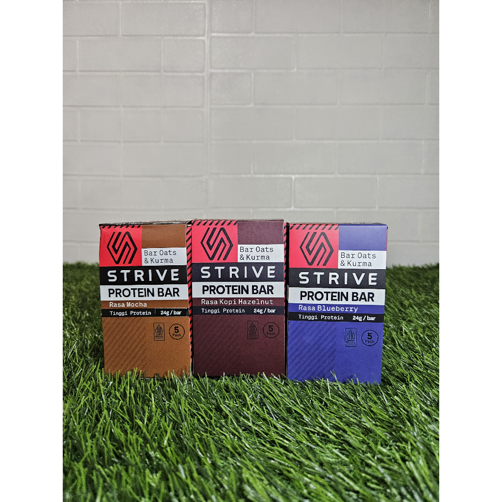 

STRIVE PROTEIN BAR/BAR TINGGI PROTEIN/BAR OATS DAN KURMA/BAR DIET