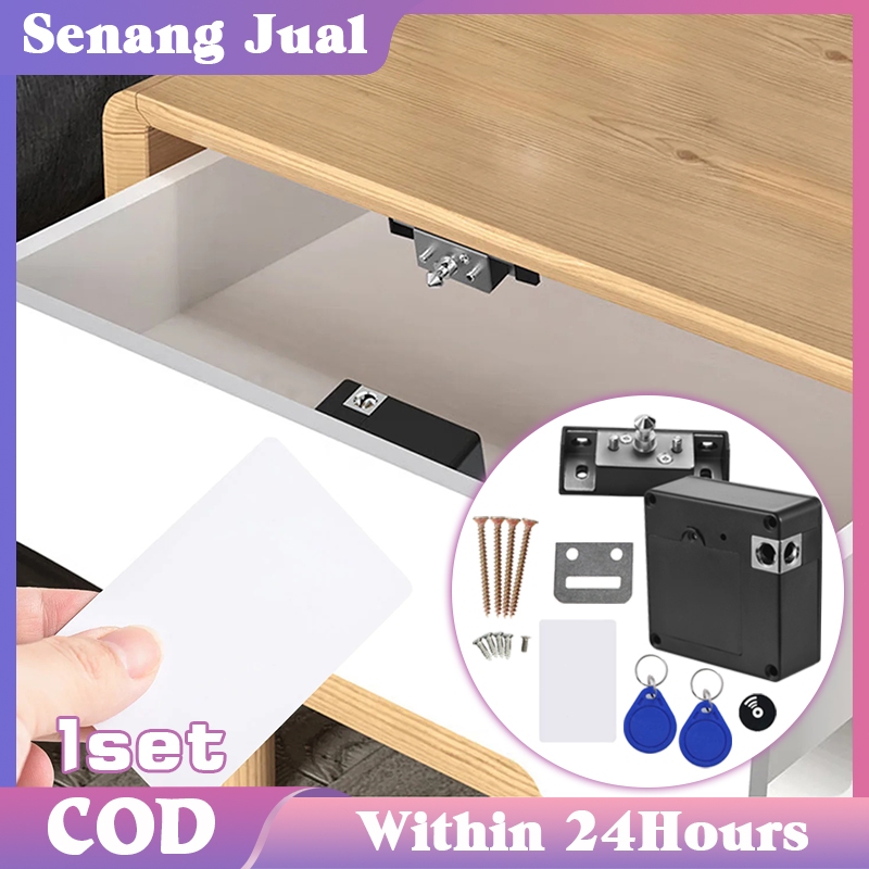 1Set Kunci Lemari Sensor Rfid Smart Drawer Lock Kunci Slot Lemari Safety Lock Lemari