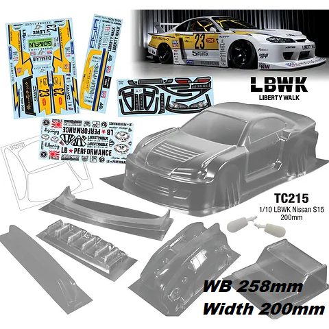 Team C LBWK Nissan S15 1/10 Clear Body Shell Rc Drift Rally Touring