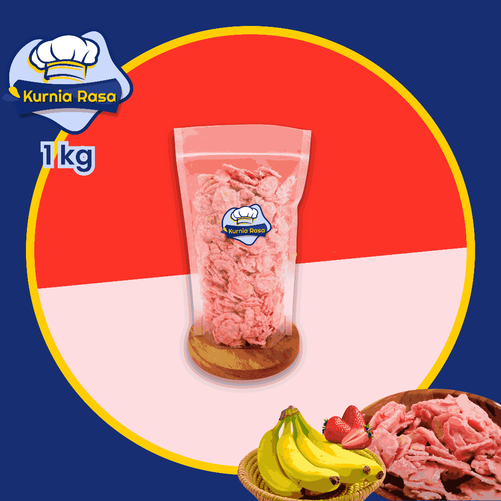 

Kripik Pisang Strawberry Lumer Kurnia Rasa Renyah 1 kg