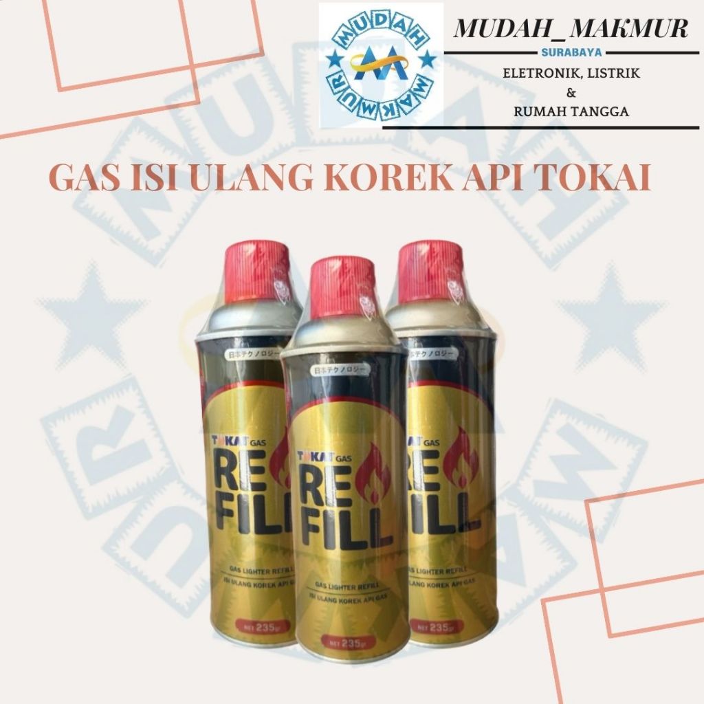 GAS ISI ULANG KOREK API / REFILL TOKAI 235GR / ISI ULANG KOREK, KALENG EMAS