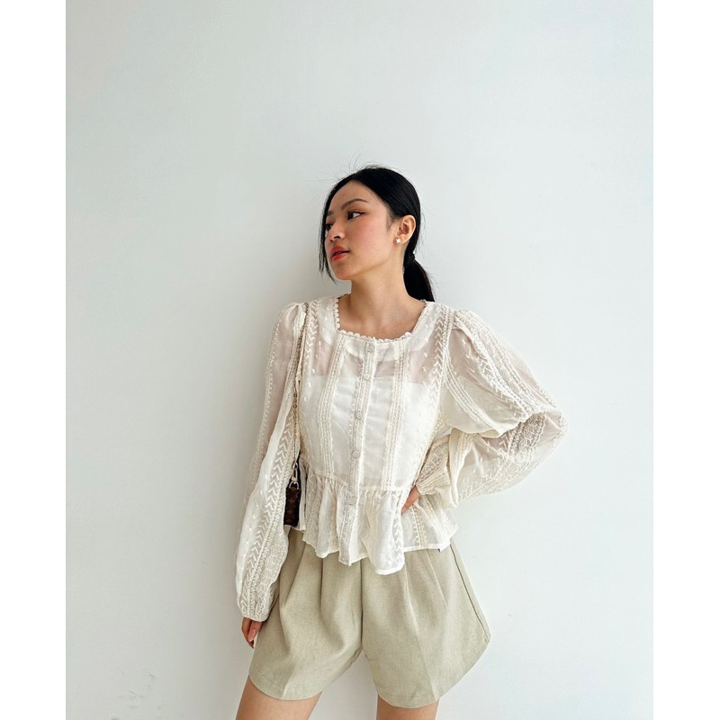 MAFIA - MONNA TOP | atasan bordir lengan panjang korea style wanita