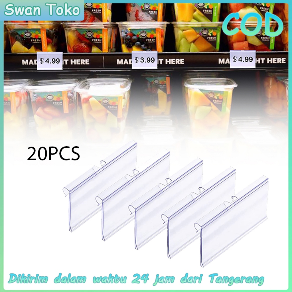 

20Pcs Label Harga Price Tag Holder PVC Card Price Tag Holder Minimarket Price Tag Label Holder