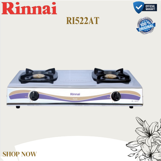 RINNAI KOMPOR GAS RI522AT 2 TUNGKU/RI522AT/RI-522-AT/RI-522AT/RI 522AT/RI 522 AT/RI-522 AT//RINNAI K