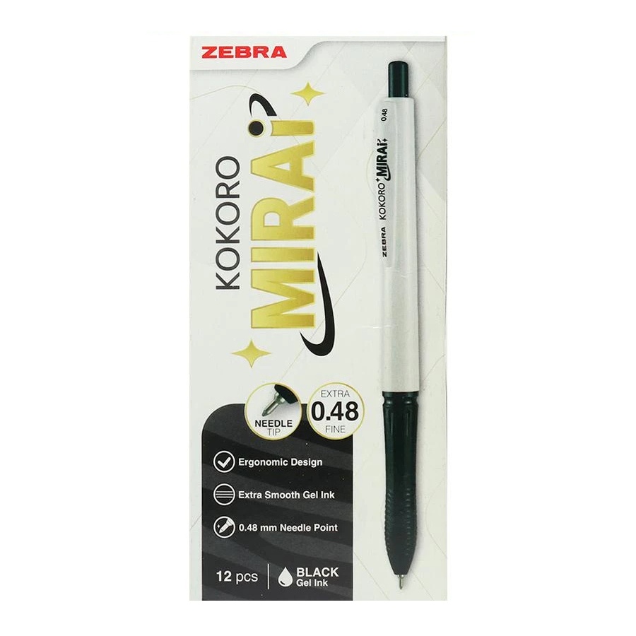 

[BUY 12 FREE 1] Pulpen Gel Kokoro Mirai Zebra Kokoro Hitam 0,48 mm Pulpen Gel Hitam