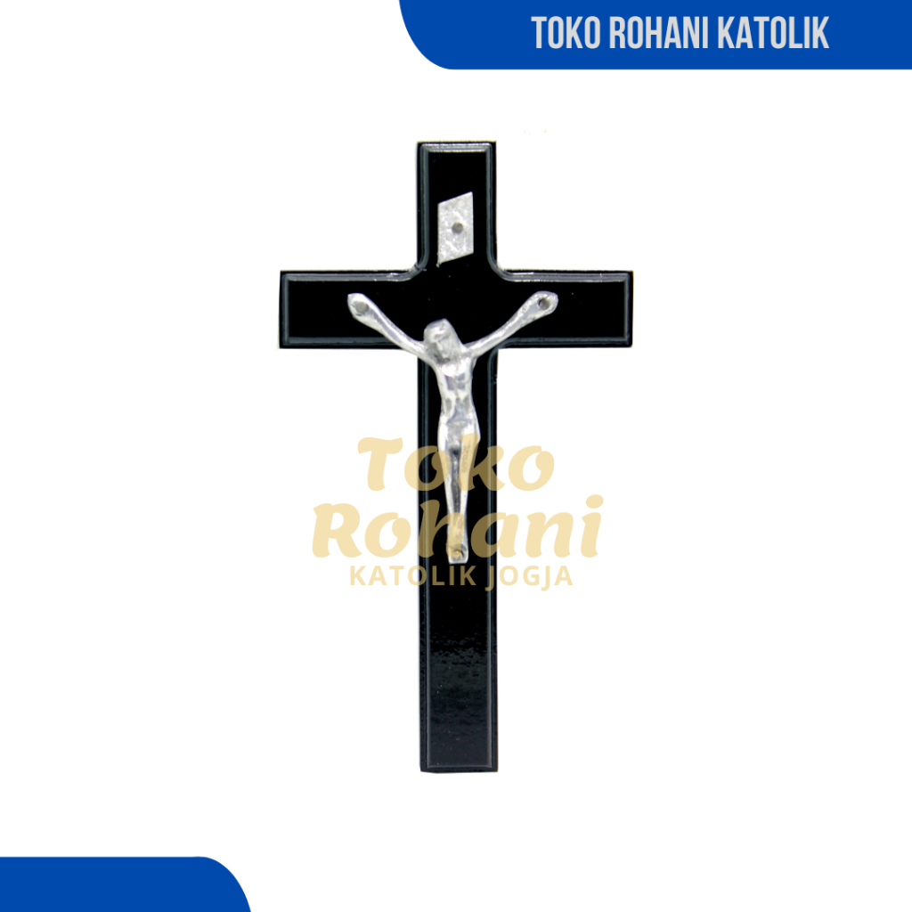 SALIB DINDING KATOLIK 15-20CM (SILVER) / SALIB GANTUNG / SALIB KAYU / PATUNG SALIB / HIASAN SALIB