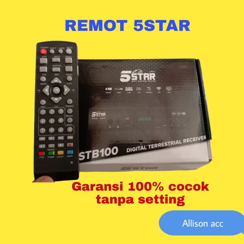 REMOT STB 5 STAR STB100 TANPA SETTING 100% COCOK