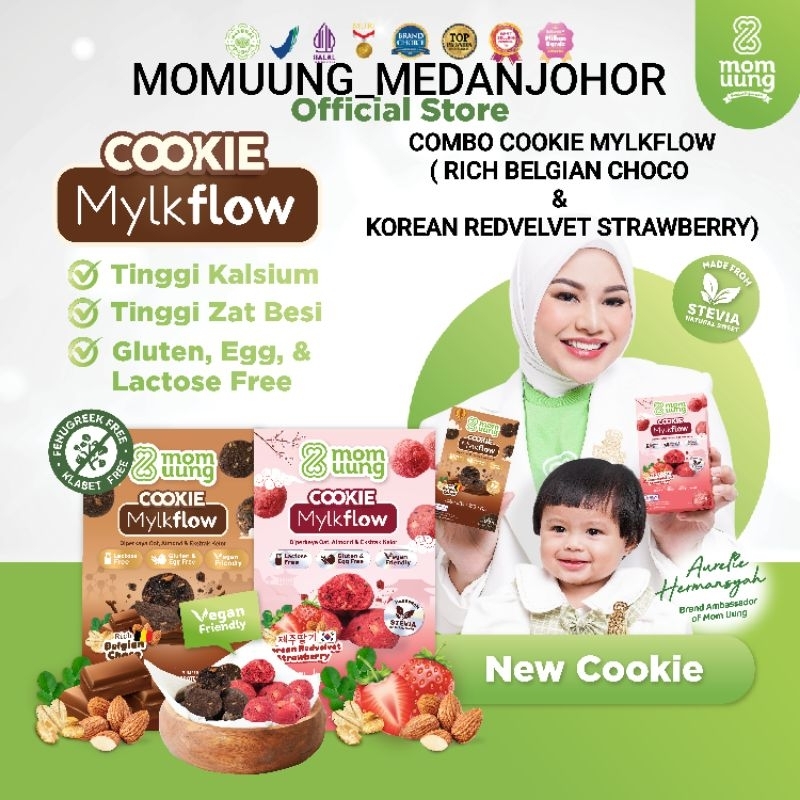 

COMBO COOKIE - MOM UUNG COOKIE MYLKFLOW RICH BELGIAN CHOCO + KOREAN REDVELVET STRAWBERRY / 150GR / COOKIE SEHAT / VEGAN FRIENDLY / GLUTEN & EGG FREE