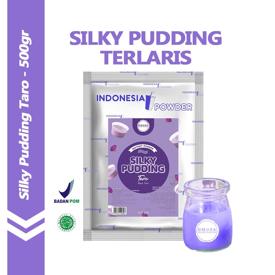 

[SILKY PUDDING] Bubuk Silky Pudding Rasa Taro 500 Gr Mix Gula Puding Sutera Pudot Dessert Instant Omura Powder