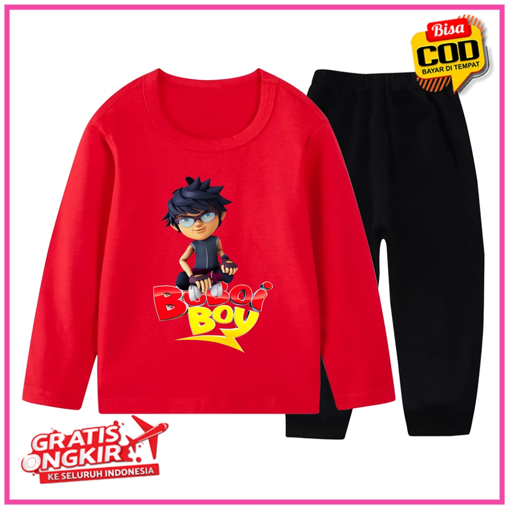 Piyama Setelan Baju Tidur Anak Laki Laki Motif Boboiboy Lengan Panjang Celana Panjang Anak Laki Laki