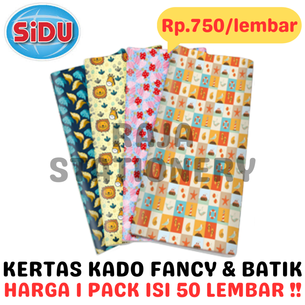 

SiDU Kertas Kado Gift Wrap Kantor Sekolah Fancy Lucu Batik Kertas Besar Sinar Dunia SiDU Bungkus Kado PACK [50LEMBAR]