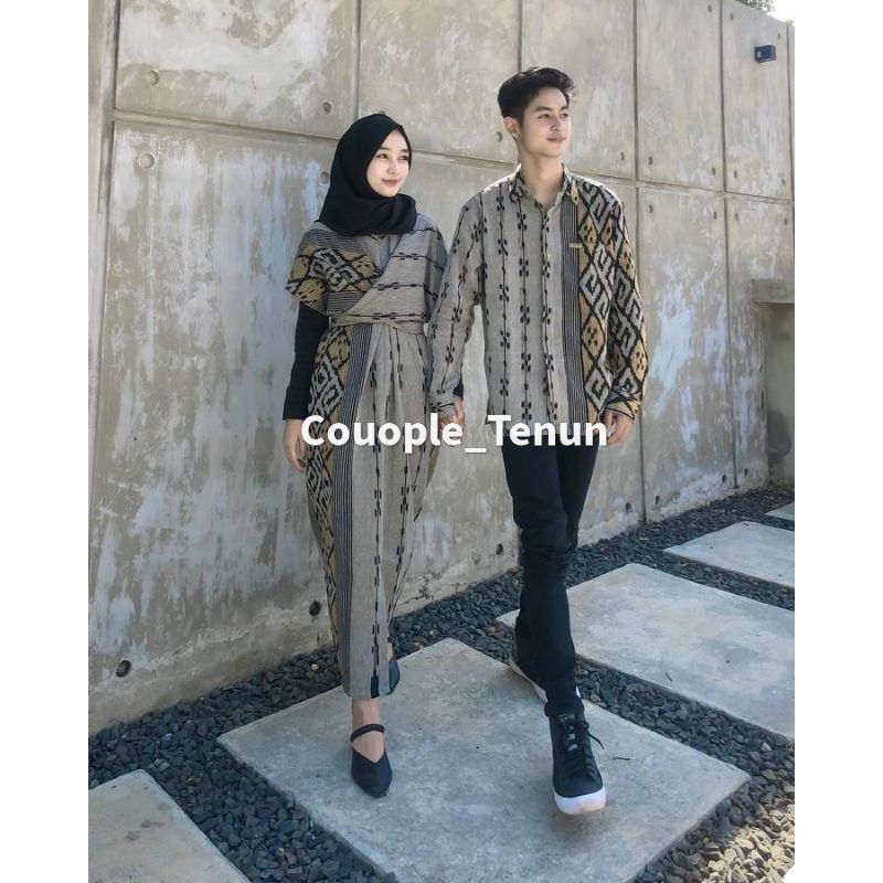 Ready Stock SET COUPLE CLARA DRESS ABU PAKAIAN DINAS GURU BAJU PRIA WANITA PREWEDDING KONDANGAN