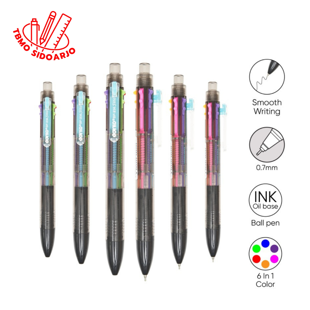 

TBMO ( Ecer 1 Pcs ) Ball Pen / Pulpen / Pena Joyko BP-236 / Sito/ 0.7 mm/ 6 Warna/ Colors