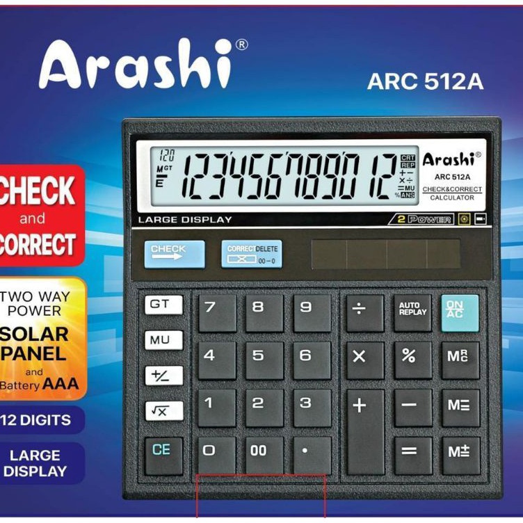 

Hadir Khusus Arashi Desktop Calculator ARC 512A Kalkulator 12 Digit Check And Correct Solar Panel