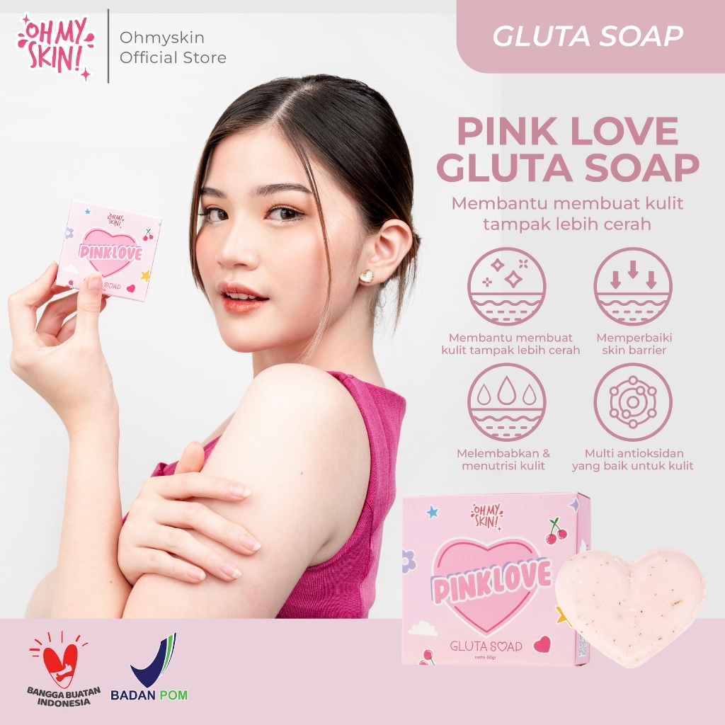 ( SS SKIN ) PINK LOVE GLUTA SOAP Oh My Skin sabun pencerah badan Oh My Skin Sabun pemutih badan Oh M