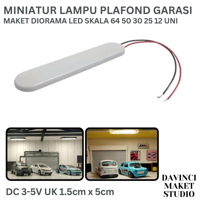 (3v-5v) Miniatur Lampu Plafon Panjang Menyala Kamar Garasi Diorama Maket Skala 64 50 30 25 20 12 - I