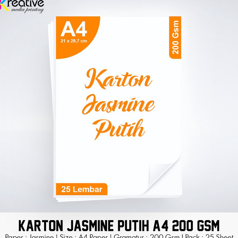 

Serba Baru Kertas JASMINE Putih A4 2 Gsm 1 pack 25 lbr