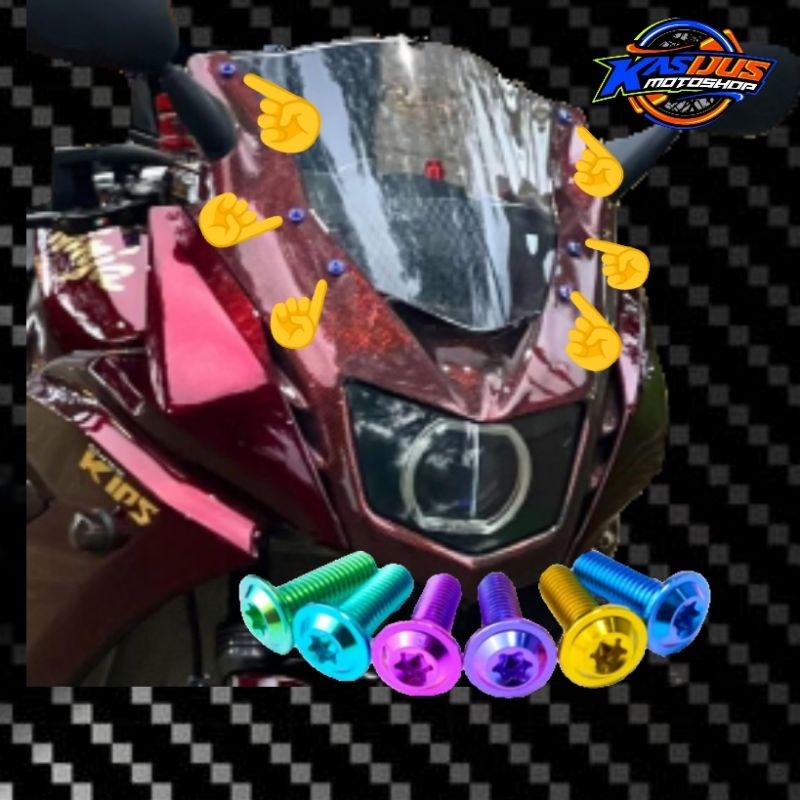 Baut Visor Titanium Ninja RR New Baut TITANIUM Windshield Ninja RR New 6 Biji