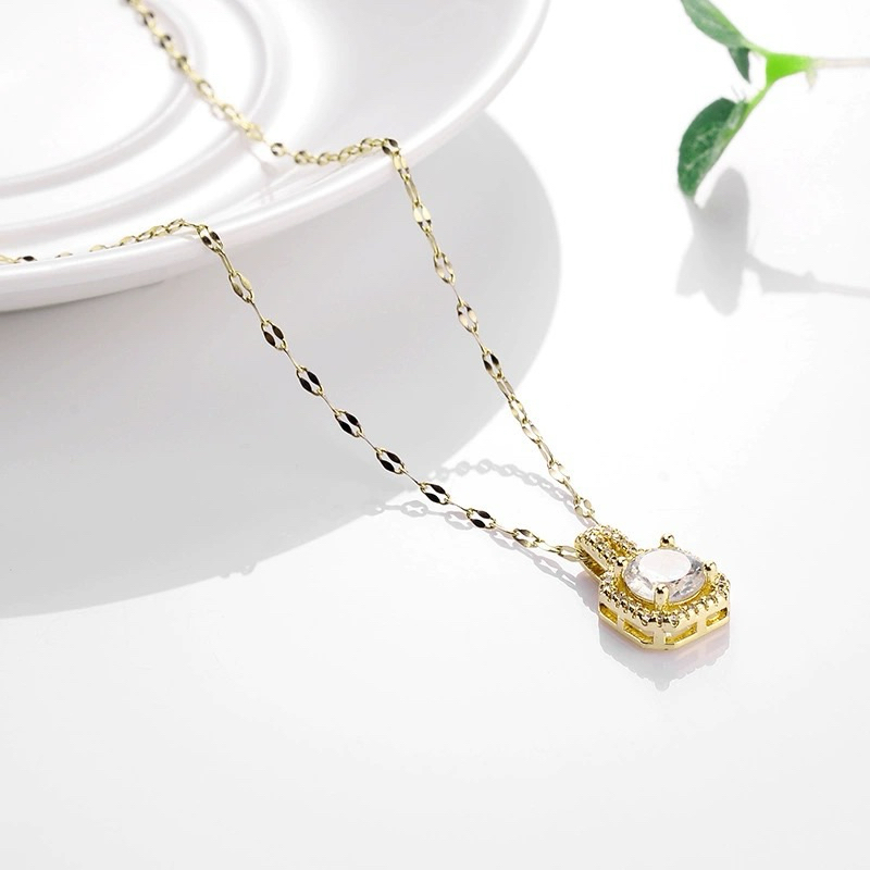 NEW Kalung Kotak Permata Rantai Pecah Kopi Titanium Asli