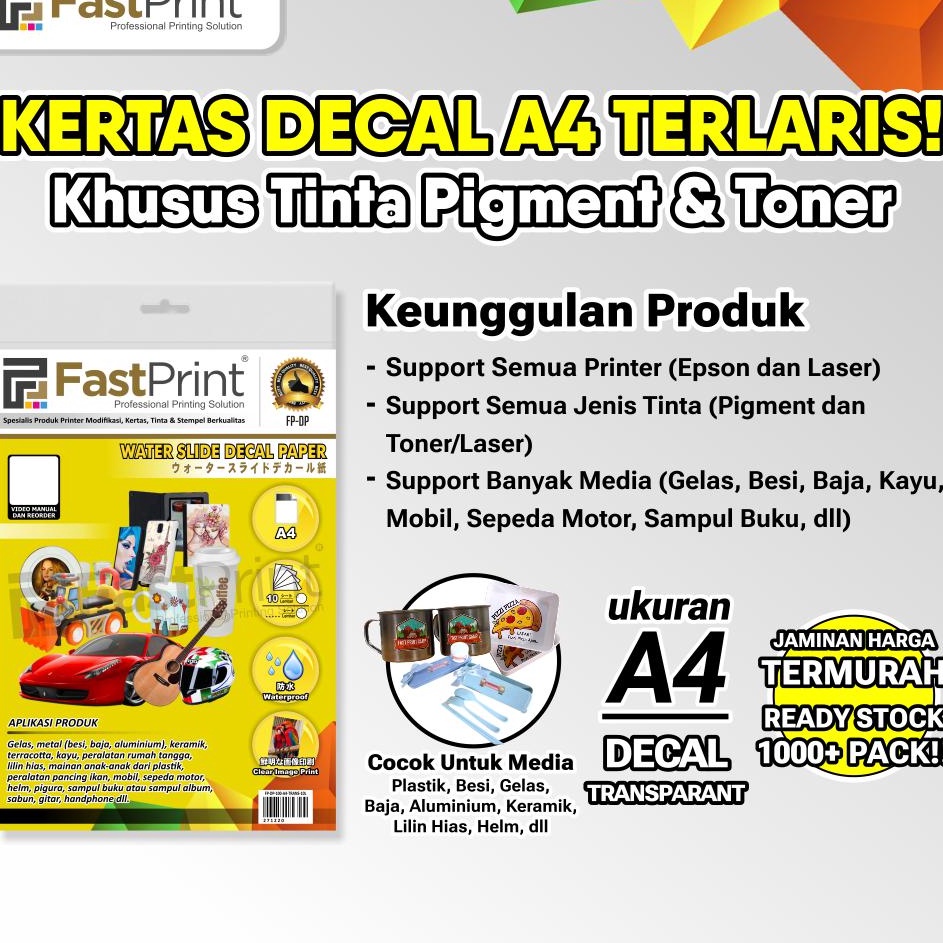 

Spesial Hari Ini Fast Print Kertas Water Slide Decal Transparant A4 1 Gram