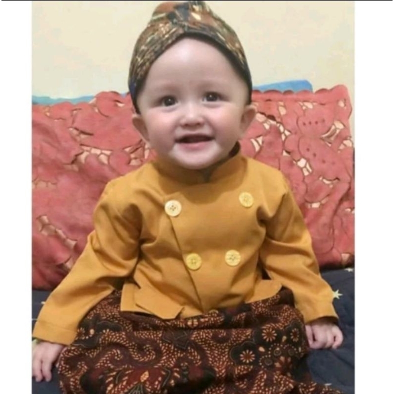 Setelan Beskap Anak Laki laki (Baju + rok + Blangkon) Usia 0-12 tahun Baju adat Jawa anak