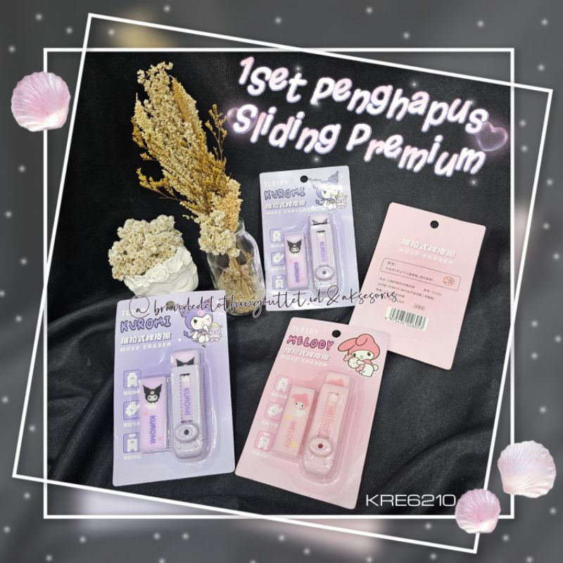 

PENGHAPUS FANCY IMPORT PREMIUM / PENGHAPUS PENSIL DORONG KARAKTER / PENGHAPUS MEKANIK MELODY KUROMI / SLIDING PUSH MOVE ERASER / KRE6210