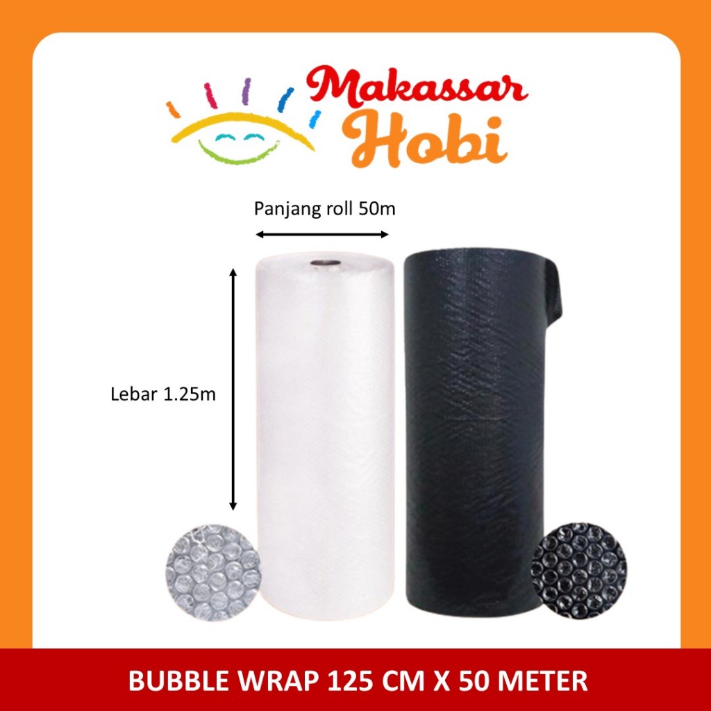

Bubble Wrap Bubblewrap 125 cm x 50 meter 50m 1,25 m 1 Roll Hitam Putih