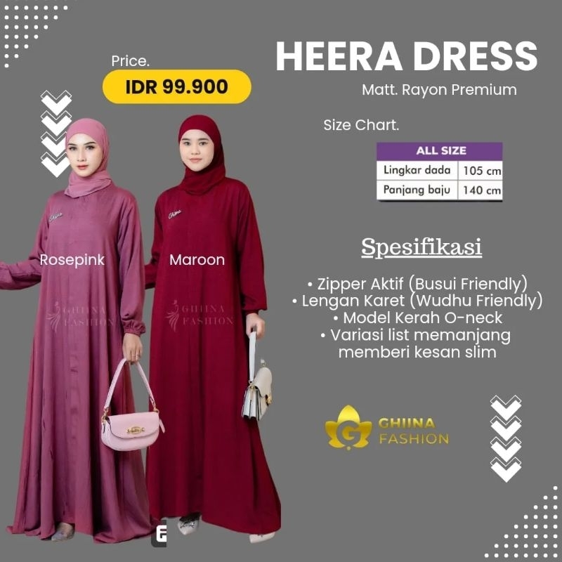 Heera dress by ghina fashion✓ gamis rayon murah