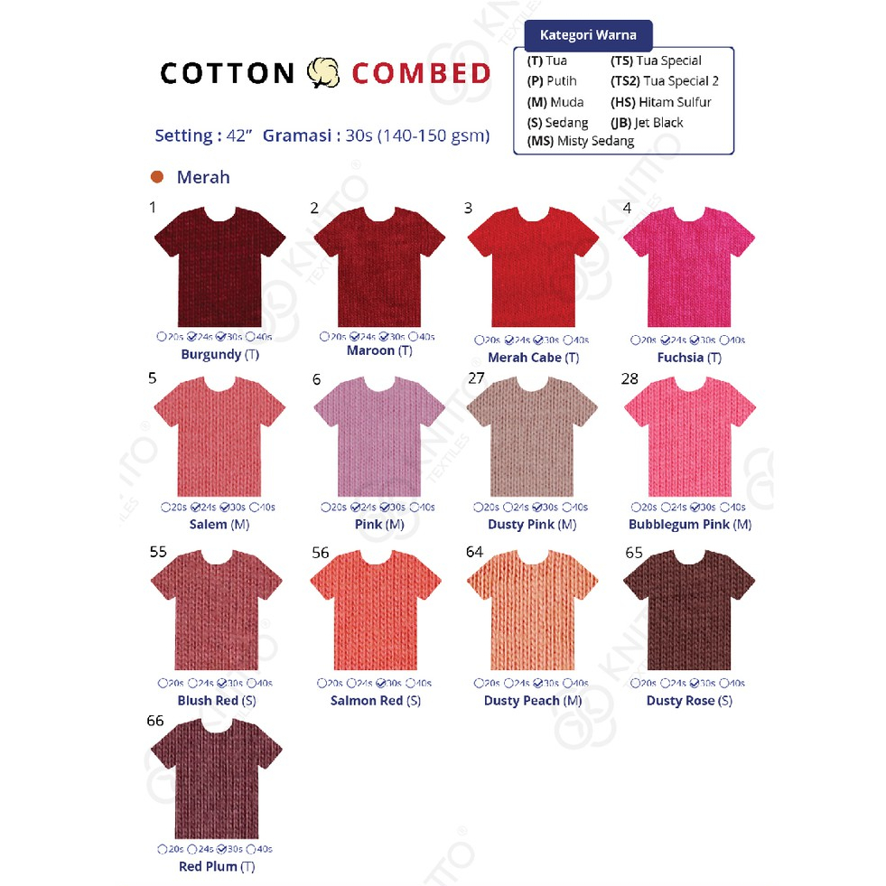 rtf KATALOG WARNA KAIN COTTON COMBED KNITTO ( KATALOG BAHAN KAOS )
