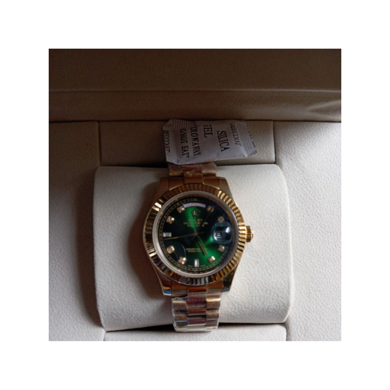 Rolex datejust series, 18K gold real, smoked green