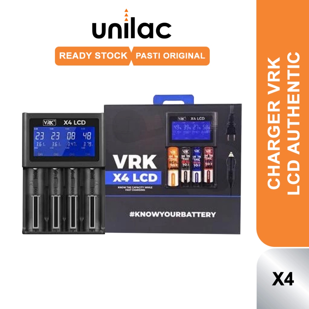 Authentic VRK X4 LCD Charger Baterai 18650 - 4 Slot Charger Fast Charging