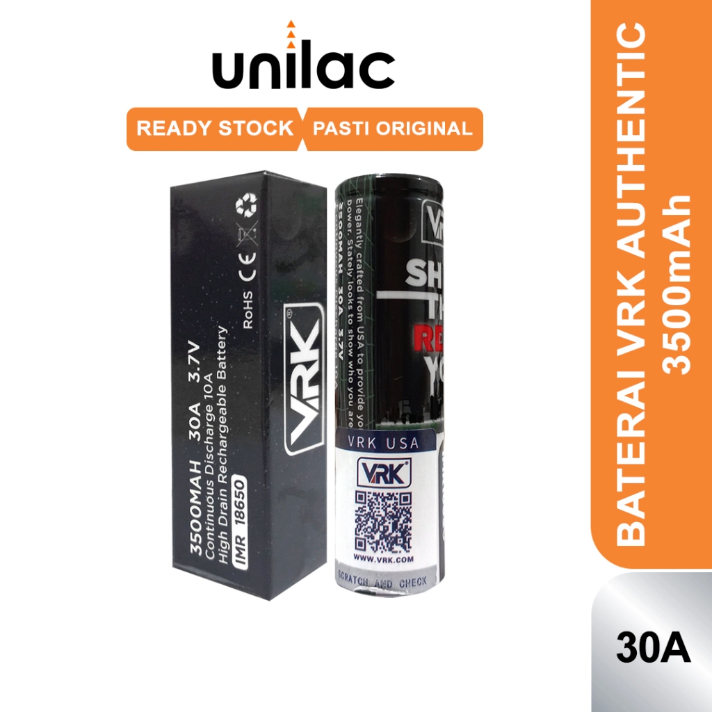 Promo Authentic Baterai 18650 Vrk Imr 3500Mah - Baterai Vrk 3500 Mah 40 A 3.7 V Baterai Ve Er Ka