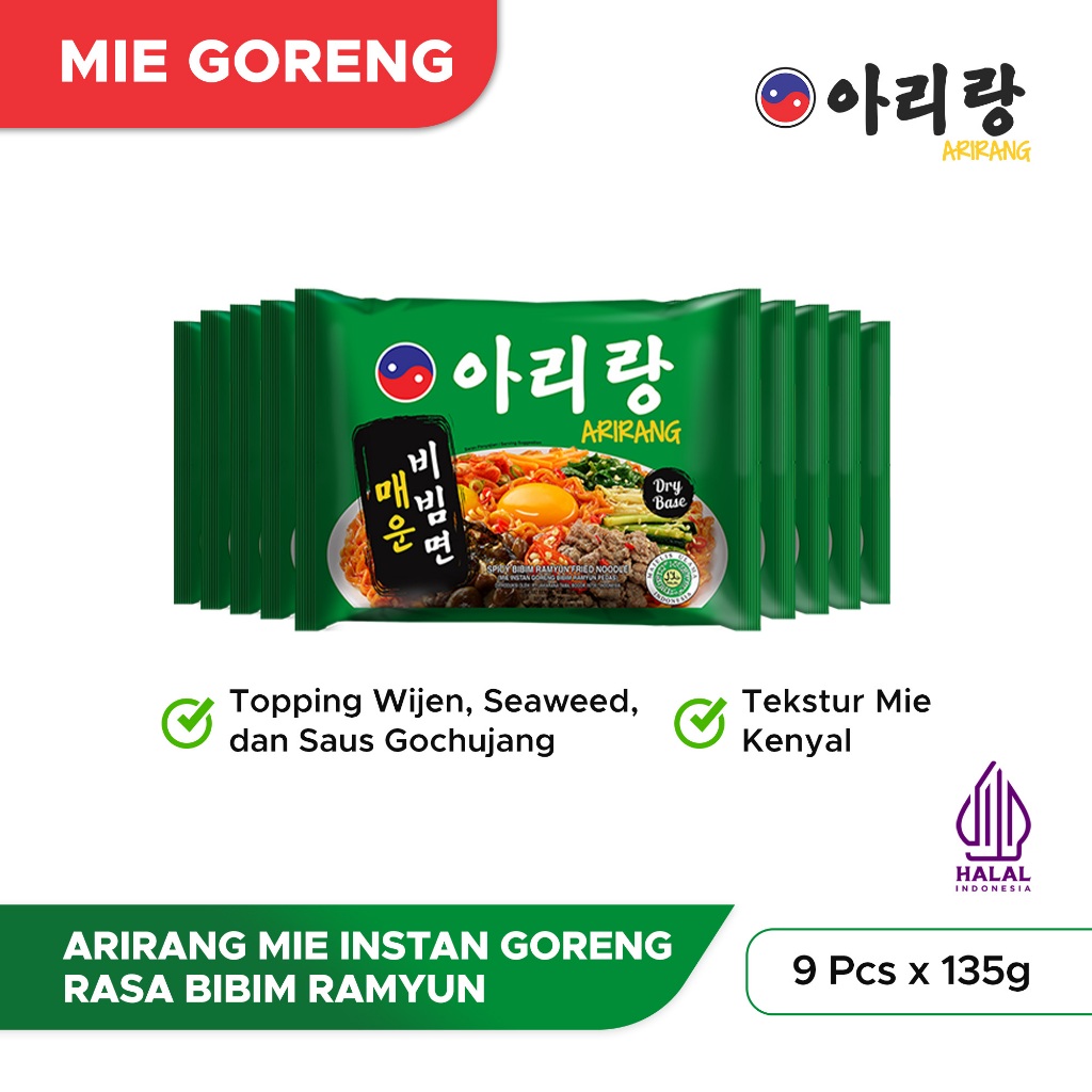 

9 Pcs Arirang Mie Instan Goreng Rasa Bibim Ramyun 135g (AR122)