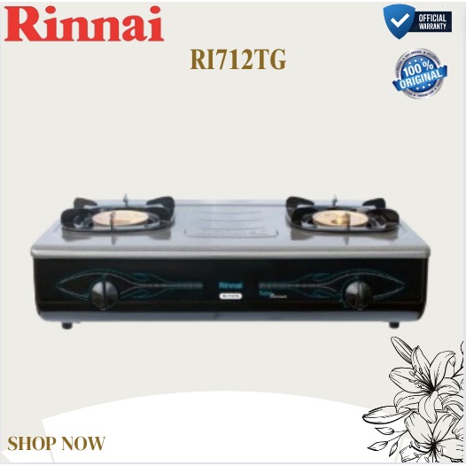 RINNAI KOMPOR GAS 2 TUNGKU RI 712 TG/RI712TG/RI 712TG/RI712 TG/RI-712TG/RI-712  TG/ORIGINAL/GARANSI