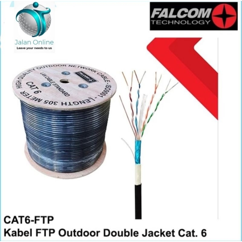 Falcom FTP Cat 6 Kabel Lan STP Cat6 Double Jacket Pelindung Outdoor