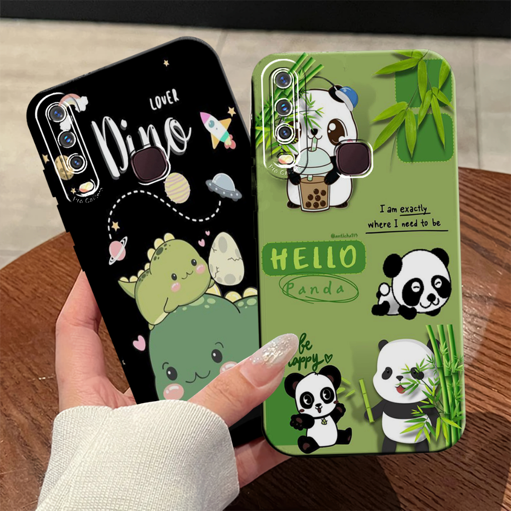 Case Vivo Y11 Y12 Y12i Y15 Y17 Y19 Cassing Pelindung Camera Motif Dino Panda