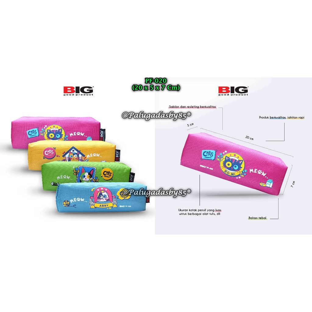 

(1 Biji) Tempat Pensil BIG PF-020 Cats 20 x 5 x 7 Cm Bisa Pilih Motif / Kotak Tempat Pensil Case BIG PF-020 / Tempat Pensil Resleting Kain / Kotak Pensil Case / BIG PF 020 / BIG PF020