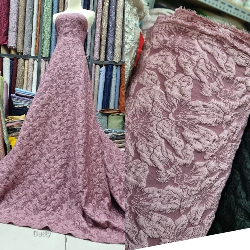Bahan kain Jaguard Embos/kain mewah jaguar Embos/Jaguard motif timbul/gaun 3D