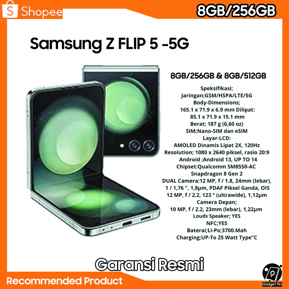 SAMSUNG GALAXY Z FLIP5-5G (RAM8-512GB)-(RAM8-256GB)