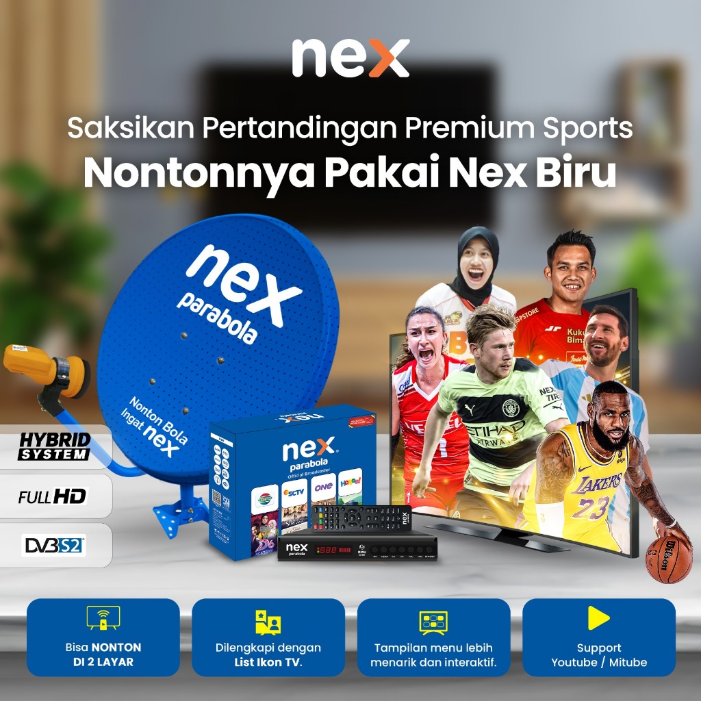Receiver Nex Parabola Biru -  Support MNC Group (Free lampu 1 pcs)
