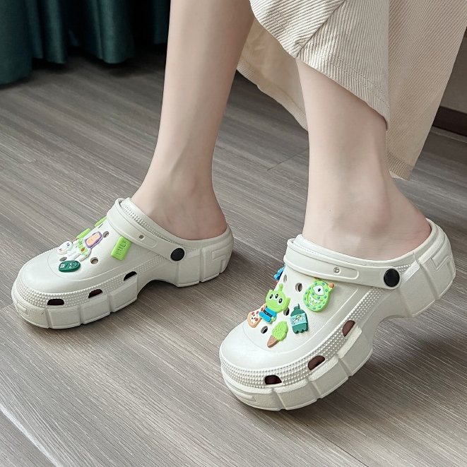 Sandal Baim Wanita Sandal Crocs selop Import Nyaman Sendal kodok tinggi Sandal Vintage sandal jelly 