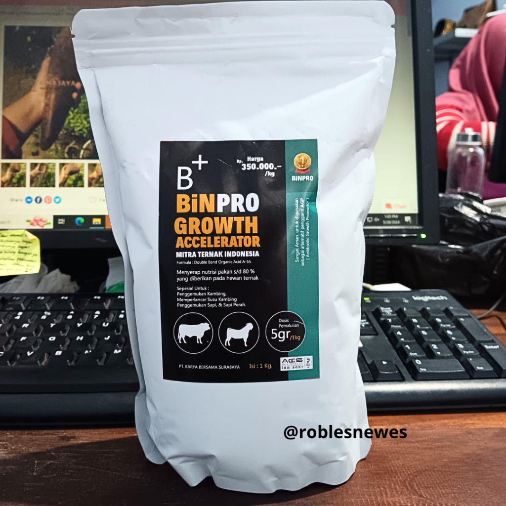BINPRO GROWTH ACCELERATOR B+ KEMASAN 1 KG || BGA UNTUK KESEHATAN DAN PERTUMBUHAN HEWAN TERNAK KAMBIN