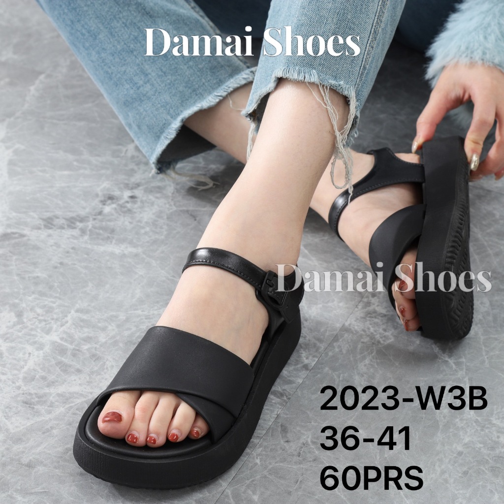Sepatu Sandal Karet Wanita Import Bahan Jelly Elastis Empuk Ringan Sol Tebal 5cm / 2023-W3B