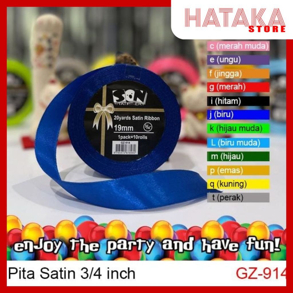 

Pita Satin Polos Ukuran 1 Inch, 1/2 Inch dan 3/4 Inch Pita Kado Berbagai Macam Warna